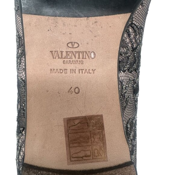 Valentino Garavani Caviar Crystal Lace Smoking Slippers Loafers Flats Size 10 - Picture 10 of 13